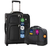 Aerolite Ryanair & Wizz Air Cabin Luggage Set - 55x40x20cm Expandable to 55x40x23cm Soft Shell Cabin Suitcase with TSA Lock & 2 Wheels + 40x30x20cm Un