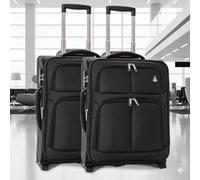 Aerolite Set Of 2 Cabin Suitcase, 55X40X20Cm Expandable 55X40X23Cm, 48L, 2 Wheels, Black, Tsa Lock, Eco Material, Travel Use