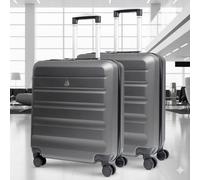 Aerolite 56x45x25cm 57L Lightweight Eco Friendly Hard Shell Carry On Hand Cabin Luggage Travel Suitcase 56x45x25 with 8 Wheels & TSA Approved Lock (Set of 2, Charcoal Grey)
