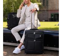 Aerolite Suitcase 56X45X25Cm Carry On Cabin Luggage, Ultra Lightweight 60L, 2 Wheel Black Polyester With Tsa Lock