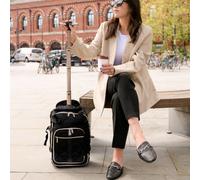Aerolite Tbpqu Single, Cabin Trolley Backpack,black, 40X20X25Cm, Quilted, Recycled, Usb Port, 2 Wheels, Rfid, Showerproof