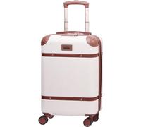Aerolite Ultra Quiet 8 Wheel Stylish Classic Retro Vintage Style ABS Hard Shell Carry On Hand Cabin Luggage Suitcase with 4 Dual Hinomoto Wheels & TSA Lock 55x35x20, Cream