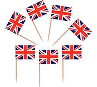 Aeromdale British Flag Toothpicks The Union Jack Flag Cupcake Toppers Pride Passion Party GB Union Flag Picks Accessory 50-Piece
