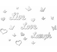 Aeromdale Mirror Wall Stickers Acrylic Live Love Laugh Butterfly Wall Decals Murals for Living Room Bedroom Stair Wall Decor