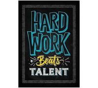 Aeromdale Motivational Poster 'Hard Work Beats Talent' Quote Sign Print Picture Inspirational Wall Art Poster Decoration for Kids Room Classroom Office, 1pcs - 20x25cm