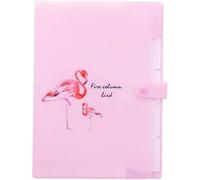Aeromdale Plastic Expanding File Folder A4 Flamingo Pattern Portable Accordion Document Receipt Organizer with 5 Pockets Storage Wallet 1pcs Pink
