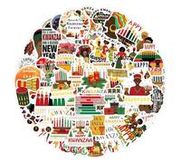 Aeromdale Waterproof Vinyl Stickers 60pcs/Pack Scrapbook Kwanzaa Graffiti Stickers for Water Bottle Laptop Computer Skateboard Scooter Guitar Luggage Car Motorcycle Decal - A - 4-8cm