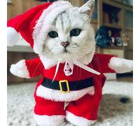 Aeromdale Winter Christmas Pet Cat Costumes Funny Santa Claus Clothes For Small Cats Dogs Xmas New Year Cat Clothing Kitty Kitten Outfits - # A - XS
