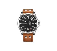Stuhrling Original Mens Analog Sport Aviator Watch, Quick-Set Day-Date, Casual Leather Strap