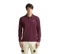 Aeronautica Militare Men's Long-Sleeve Polo Shirt in Cotton with Logo, Dark Green, XL