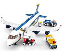 Aeroplane Building Blocks with Airport Terminal and Truck, 463 Pieces City Passenger Airplane Building Kit, DIY Plane Building Construction Toy