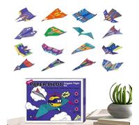 Aeroplane Building Kit - Paper Plane Kit for Kids, Creative 16 Models, Folding Sheets, Sheet of Airplane Craft Paper | for Travel, Home, Holiday, School, Family, Classroom, Indoor Education, Birth