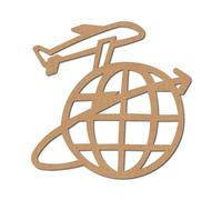 Aeroplane Flying Around Earth Pre Marked Shape 1 - Premium MDF & Plywood Embellishments Laser Cut Craft Shapes for Scrapbooking, Card Making, DIY Decor, Weddings & Personalized Projects