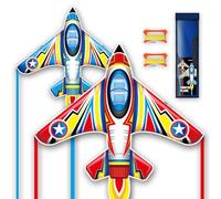 Aeroplane Kite for Children and Adults - Easy to Fly Design and Handles.Durable Outdoor Sports Models for Stable Flight in Beach Parks,outdoor kites (Plane Red+Plane Blue, 2)