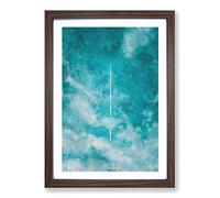 Aeroplane Trail Through The Clouds Painting Framed Print | A2 Walnut Framed Wall Art | Ready to Hang | Modern Landscape Picture | Living Room Bedroom Lounge Office