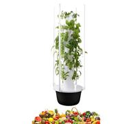 Aeroponic Tower Grow System - Intelligent Indoor Herb Garden with Pump and Movable Water Tank - Hydroponics Vertical Tower for Gardening Enthusiasts, 20 Holes + LED