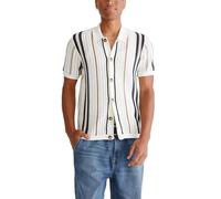 AEROPOSTALE Men's Striped Open-Knit Buttoned Sweater Polo, Beige, XL