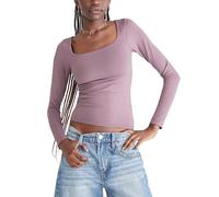 AEROPOSTALE Women's Seriously Soft Sculpt Square Neck Long Sleeve Top, Flint, XS