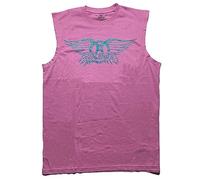 Aerosmith Tank Top Muscle T Shirt Glitter Print Band Logo Official Pink M