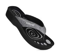 Aerosoft Ladies Orthopedic Glitter Toe Post Slip On Flip Flop Sandals