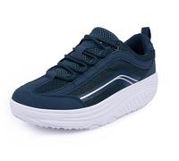 Aerosoft Walker Comfort Lace-Up Shoe Women Men Memory Foam Interchangeable Footbed, navy, 8 UK