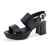 Aerosoles Women's Camera Platform Heeled Sandal, Black Leather, 10 Wide