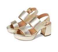 Aerosoles Women's Camera Platform Heeled Sandal, Gold Metallic Leather, 7.5 Wide