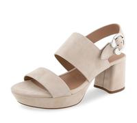 Aerosoles Women's Camera Platform Heeled Sandal, Stone Suede, 6 Wide