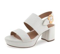Aerosoles Women's Camera Platform Heeled Sandal, White Crackled Leather, 3.5 UK