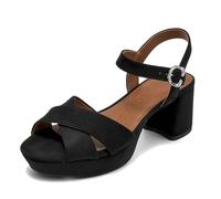 Aerosoles Women's Cosmos Heeled Sandals, Black Faux Suede, 5.5 UK