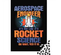 Aerospace Engineer Rocket Science Funny T-Shirt Design Jigsaw Puzzle for Adults, 1000 Pieces, 52x38cm/1000pcs, White Cardboard, Relaxing Indoor Activity And Family Time