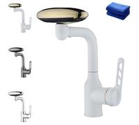 AeroSpas 4-Mode Stainless Steel Bathroom Faucet, Official Aerospas 4-in-1, 360° Swivel Spout Four Water Flow Modes, Quick Installation,Fits Holes 1.30"-1.42",Thickness 1.50" Max (White)