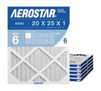Aerostar 20x25x1 MERV 6 Pleated Air Filter, AC Furnace Air Filter, 6 Pack (Actual Size: 19 3/4"x24 3/4"x3/4")