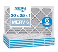 Aerostar 20x25x1 MERV 6 Pleated Air Filter, AC Furnace Air Filter, 6 Pack (Actual Size: 19 3/4"x24 3/4"x3/4")