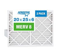 Aerostar 20x25x6 MERV 8 Replacement Pleated Air Filter for Aprilaire Space-Gard 2200, 2 Pack (Actual Size: 19 3/4" x 24 1/4"x 6")