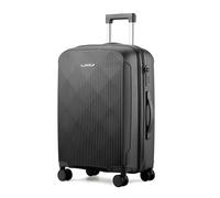 Aerostar 24” Medium Lightweight PP Hard Suitcase 4 Silent Spinner Wheels Check-in Luggage Integrated TSA Combination Lock for 15 to 20kg (Black/Grey, 75 Litre)