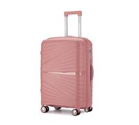 Aerostar 24” Medium Lightweight PP Hard Suitcase 4 Silent Spinner Wheels Check-in Luggage Integrated TSA Combination Lock for 15 to 20kg (Rose Gold, 75 Litre)