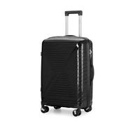 Aerostar 24” Medium Lightweight PP Hard Suitcase 4 Silent Spinner Wheels Check-in Luggage Integrated TSA Combination Lock for 15 to 20kg (Black, 75 Litre)