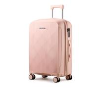 Aerostar 24” Medium Lightweight PP Hard Suitcase 4 Silent Spinner Wheels Check-in Luggage Integrated TSA Combination Lock for 15 to 20kg (Rose Pink, 75 Litre)