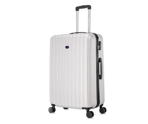Aerostar 28" Large Suitcase Super Lightweight 4 Wheel Dual Spinner ABS Hard Shell Check in Luggage with Integrated Combination Lock for 23kg (Silver, 100 Litre)