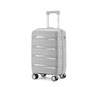 Aerostar Carry-on 20" Lightweight PP Hard Suitcase, Hand Luggage 4 Wheel & TSA Lock, 55x35x20cm | Accepted All Airlines easyjet, RyanAir, British Airways (Light Grey, 35 litres)
