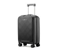 Aerostar Carry-on 20" Lightweight PP Hard Suitcase, Hand Luggage 4 Wheel & TSA Lock, 55x35x20cm | Accepted All Airlines easyjet, RyanAir, British Airways (Black/Grey, 35 litres)