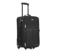 Aerostar Carry-on 20" Lightweight Soft Expandable Suitcase, Hand Luggage 2 Wheel & Combination Lock, 55x35x20cm | Accepted All Airlines easyjet, RyanAir, British Airways (Black, 36 litres)