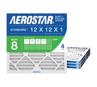 Aerostar Clean House 12x12x1 MERV 8 Pleated Air Filter Made in The USA Actual Size 11 3/4"x11 3/4"x3/4" 4 Pack, White