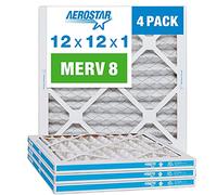 Aerostar Clean House 12x12x1 MERV 8 Pleated Air Filter Made in The USA Actual Size 11 3/4"x11 3/4"x3/4" 4 Pack, White