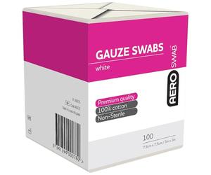 AEROSWAB 8PLY Gauze 7.5CM X 7.5CM 100'S