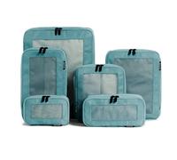 Aerotrunk Compression Packing Cubes for Travel - Luggage Organizer Bags - Double Zipper Packing Cubes for Suitcases (6-Pack, Teal)