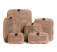 Aerotrunk Compression Packing Cubes for Travel - Luggage Organizer Bags - Double Zipper Packing Cubes for Suitcases (6-Pack, Mocha)