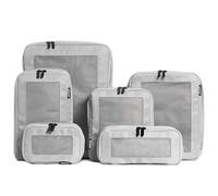 Aerotrunk Compression Packing Cubes for Travel - Luggage Organizer Bags - Double Zipper Packing Cubes for Suitcases (6-Pack, Light Grey)