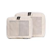 Aerotrunk Compression Packing Cubes for Travel - Luggage Organizer Bags - Double Zipper Packing Cubes for Suitcases (2-Pack, Beige)